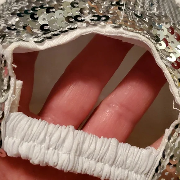 Rhinestone sequins Silver color baseball cap Standard in Very good condition - Picture 11 of 13